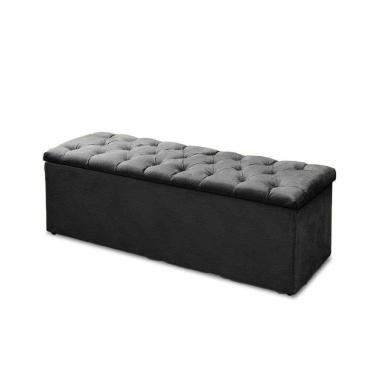 Imagem de Baú Recamier Casal Suede Preto 47x138x51