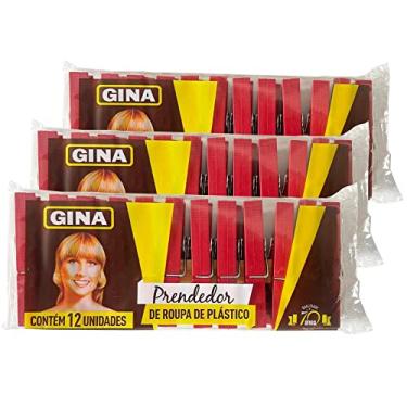 Imagem de Kit 3 Dúzias Pregador de Plastico Gina para roupas tecidos varal lençol decoração 36 un Cor:vermelho