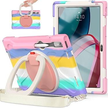 Imagem de QYiiD Capa para Lenovo Tab P11 Pro Gen 2 2022 11,2"/Lenovo Pad Pro 2022, capa protetora resistente à prova de choque com suporte giratório/suporte/alça de ombro, rosa colorido