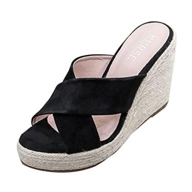 Imagem de Escolha sapatos femininos moda resistente sapatos casuais chinelos femininos sandálias alpargatas femininas terra, Preto, 8