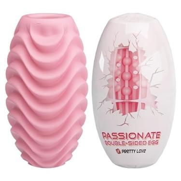 Imagem de Double-Sided Silicone Male Masturbator Egg - Pocket Pussy Stroker & Penis Sleeve with Double Sided Realistic Vagina Textured Structure for Different Sensations (Pink)