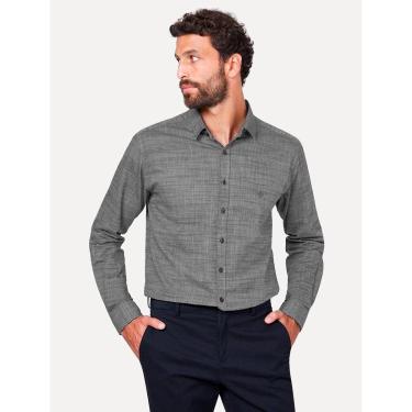 Imagem de Camisa Dudalina Masculina Slim Slub Cotton Lisa Grafite Mescla-Masculino
