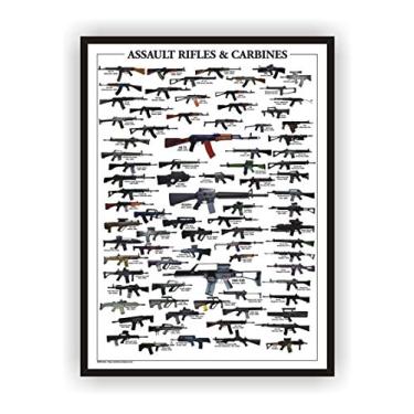 Imagem de Placa Decorativa Poster Armas Fuzis Ak 47 M4 Com Moldura