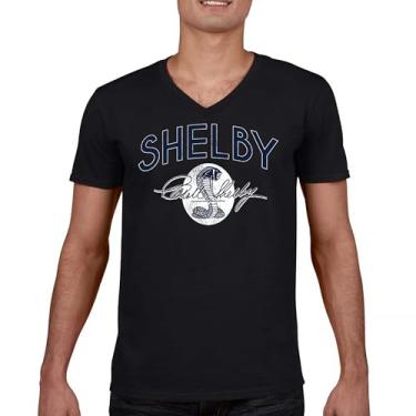 Imagem de Camiseta vintage com logotipo Shelby Cobra gola V American Legendary Mustang 427 GT500 GT350 Performance Powered by Ford Tee, Preto, GG