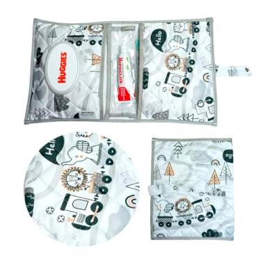 Imagem de Porta Fraldas Lenço Umidecido Pomada Portátil Para Bebê Menina Menino (Trenzinho)