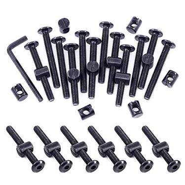 Imagem de Swpeet 51 peças pretas M6 × 50 mm parafusos para berço, cabeça sextavada para berço e porcas com 1 chave Allen perfeita para móveis, berços, parafusos (M6 x 50 mm)