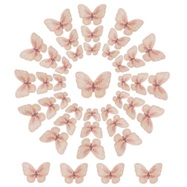 Imagem de 60 peças, 3 tamanhos, aplique de borboleta, bordado de fada, costurado, tule, borboleta, remendo de renda para véu de casamento, faixa de cabeça, vestido, enfeite de bijuteria (laranja)