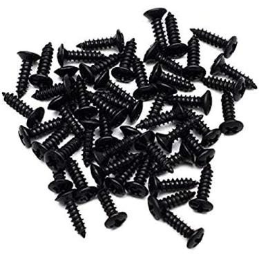 Imagem de Parafusos de palheta para guitarra elétrica de 3 mm, parafusos de montagem de placa de arranhão para Fender Strat ST Tele TL Stratocaster Telecaster LP Les Paul SG Guitar, preto (pacote com 100)