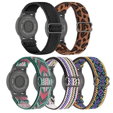 Imagem de Pacote com 5 pulseiras de relógio de nylon elástico compatíveis com Garmin Venu 3S/2S/Forerunner 265S, pulseira esportiva ajustável de tecido elástico macio de 18 mm para Garmin Vivoactive 4S