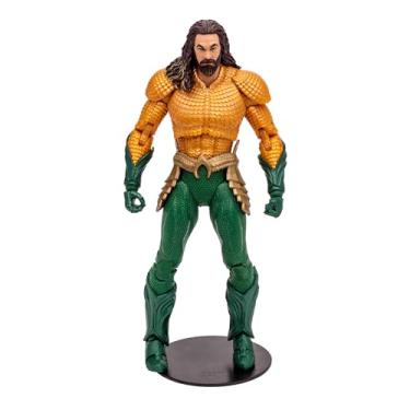 Imagem de McFarlane Bonecos DC Multiverse Aquaman de 18 cm – Rei da Atlântida incrivelmente detalhado com ultra articulação, tridente, mãos extras e cartão de arte colecionável