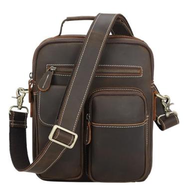 Imagem de Bolsa tiracolo masculina de couro legítimo, bolsa mensageiro para viagens, trabalho, negócios, a