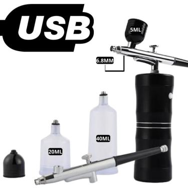 Imagem de Kit compressor aerógrafo usb recarregável sem fio portátil