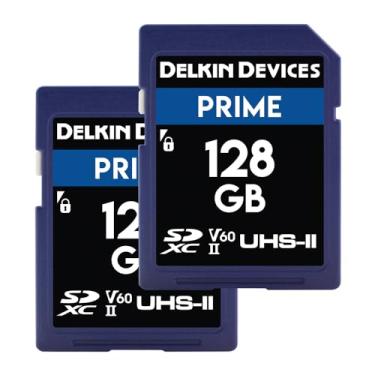 Imagem de Delkin Devices Cartões de memória Prime 128GB 2PK SDXC UHS-II (U3/V60) – Alta resistência para 8K, 4K, Full HD e RAW Burst | Compatível com DSLR e câmeras digitais