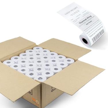 Imagem de TK Thermal King, (50 rolos) Recibo de caixa registradora de papel branco de 5 1/10.2 cm, serve para todos os terminais de cartão de crédito, ótimo para recibos de caixa, pequenas empresas, qualidade