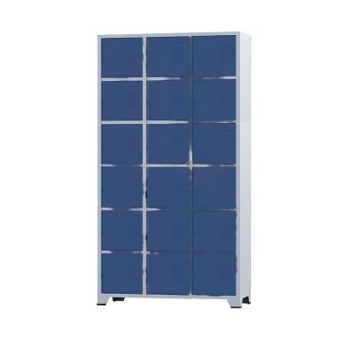 Imagem de Armário Roupeiro De Aço 18 Portas Para Vestiário Academia Locker Azul Marinho com Chave