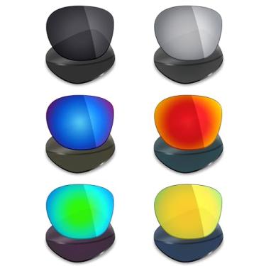 Imagem de Mryok 6 pares de lentes polarizadas de substituição para óculos de sol Oakley Deadbolt - preto furtivo/vermelho fogo/azul gelo/titânio prateado/verde esmeralda/ouro 24K