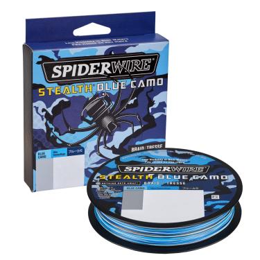 Imagem de Linha de pesca trançada Stealth Superline da SpiderWire, Blue Camo, 10/4 Pound Test-300 Yard