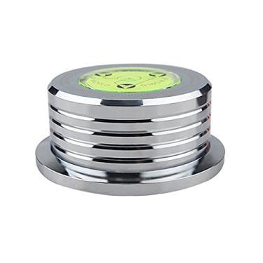 Imagem de Tenlysound Estabilizador de disco de peso para toca-discos, 297 g, nível de bolha, 60 Hz, medida de velocidade, escala estroboscópica, peso de alumínio, disco de disco LP grampeador de vinil para