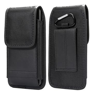 Imagem de Bolsa para celular masculina, capa carteira vertical com clipe de cinto de cintura para smartphone, bolsa de cinto resistente à água de 17,5 cm mini suporte de clipe de cinto para celular bolsas de