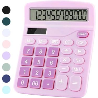 Imagem de Calculadora PUNGLTD de Mesa para Crianças e Escritório, Fofa, Básica, Financeira, Dupla Potência, Visor Grande, Rosa