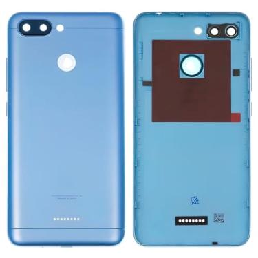 Imagem de Peças de reparo de substituição da capa da bateria da caixa traseira compatíveis com Xiaomi Redmi 6, (azul escuro, para 1 cartão SIM)