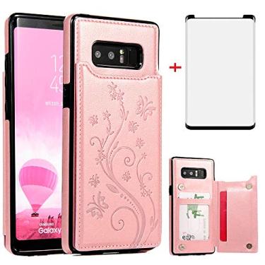Imagem de Capa de telefone para Samsung Galaxy Note 8 com protetor de tela de vidro temperado e suporte de cartão carteira com suporte flip acessórios de celular de couro Glaxay Note8 Not S8 Galaxies Gaxaly