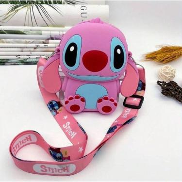 Imagem de Bolsinha Infantil Silicone Cute Porta Celular Moedas Alça Transversal Bolsa Personagem Disney Stitch Lilo Minnie Mickey