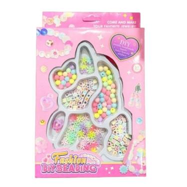 Imagem de Kit Miçangas Infantil 119 Peças De Montar Pulseiras Colar Bolinhas