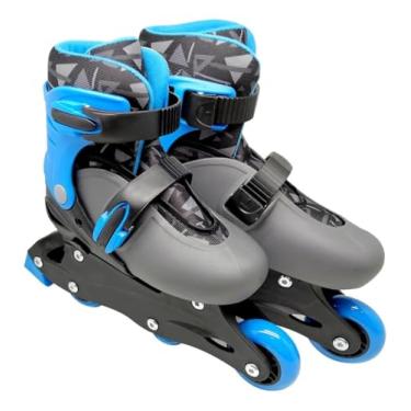 Imagem de Patins Inline 2 em 1 Ajustavel Azul, Preto e Cinza P 31-34, DM Radical