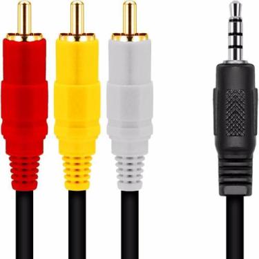 Imagem de Cabo auxiliar p2 3 vias x 3 rca áudio video dvd portátil - Master