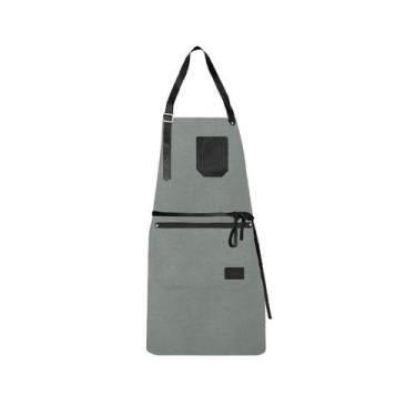 Imagem de Avental Cinza e Couro Preto Barista Barbearia Chef Cozinha 1un - CASA 