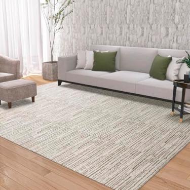 Imagem de Tapete Sala Quarto Rústico 2,00m x 3,00m Grande Antiderrapante Decoração Boho Bege Mesclado Cru Caramelo Artesanal de Tear Jacquard Lavável na Máquina