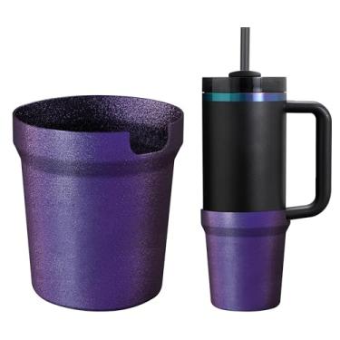 Imagem de Bota de silicone Chameleon gradiente fosco para Stanley Cup 850 g, capa protetora de manga alta compatível com Stanley H2.0 & Quencher Adventure Tumbler, protetor inferior antiderrapante, roxo marrom