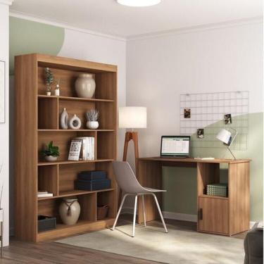 Imagem de Kit 2 Peças com Escrivaninha e Estante para Livros Marsala Espresso Mó