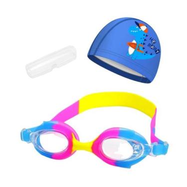 Imagem de Kit Óculos Natação Com Estojo e Touca Infantil Desenhos Coleção Peixin