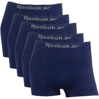 Imagem de Kit 5 Cuecas Masculina Boxer Reebok Premium Elastano Lisa, Azul, P