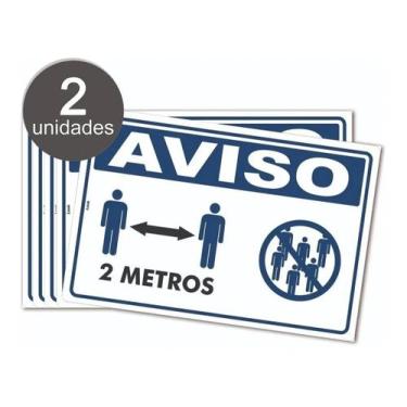 Imagem de Kit 2 Placas de Aviso Distanciamento Social de 2 Metros - Look Placas 