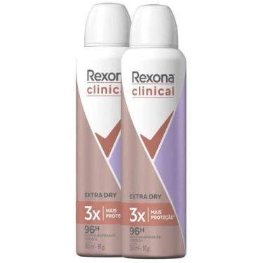 Imagem de Kit 2 Desodorantes Rexona Clinical Antitranspirante Aerossol Extra Dry