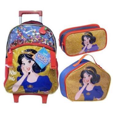 Imagem de Kit Mochila de Rodinha Lancheira e Estojo Princesa Branca de Neve Yepp