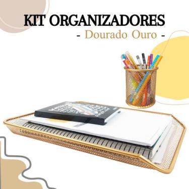 Imagem de Bandeja Organizadora Papel A4 Documentos e Porta Caneta Lápis Escritór