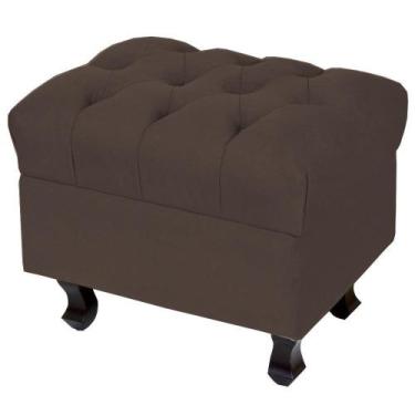 Imagem de Puff París Luis Xv Capitone Suede Marrom Pés Madeira - Lyam Decor