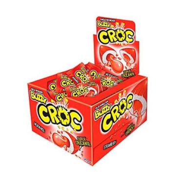 Imagem de Chiclete Buzzy Croc Recheado Sabor Morango - 40 Un