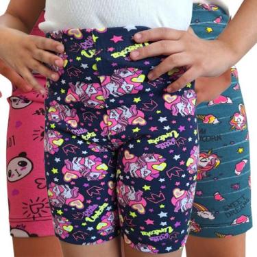 Imagem de Kit 3 Shorts Infantil Menina Estampadas Tendência Bermudinha - Paraíso