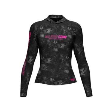 Imagem de Camiseta de Pesca Mar Negro X Protection Sublimada Com Capuz Feminina 