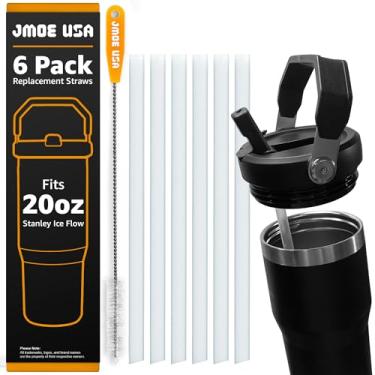 Imagem de Jmoe USA Canudos de substituição de 590 ml para copo Stanley IceFlow com canudo flip | Pacote com 6 com escova de limpeza premium | Grau alimentício e livre de BPA