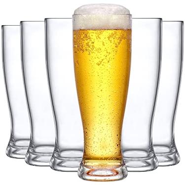 Imagem de Amazing Abby - Genny - Copos de cerveja de plástico de 623 g (conjunto de 6), copos de plástico Pilsner, copos reutilizáveis, sem BPA, à prova de estilhaçamento, seguro para lava-louças, perfeito para