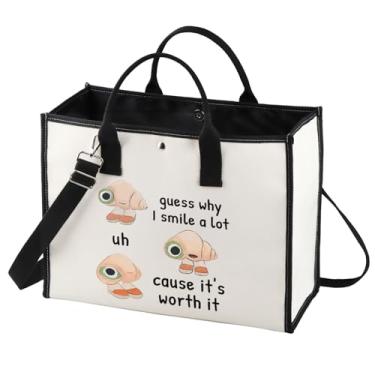 Imagem de BWWKTOP Marcel Shell Tote Bag Marcel Animation Inspired Gifts Guess Why I Smile A Lot Bolsa de ombro Marcel Merchandise, Guess Why Bg, One Size