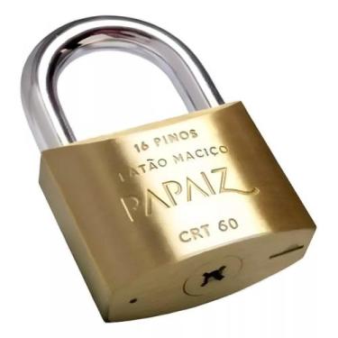 Imagem de Cadeado Chave Tetra Papaiz 101600CX 60mm CRT60 Latão Maciço Haste Aço 