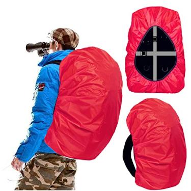 Imagem de Joy Walker Capa de chuva impermeável para mochila (15-90L), tiras de fivela cruzada antiderrapantes atualizadas, camadas triplas reforçadas para caminhadas, acampamento, viagem, ciclismo (vermelho