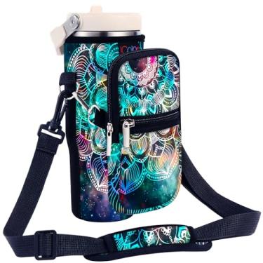 Imagem de icolor Bolsa de transporte para garrafa de água Stanley IceFlow Flip Straw Tumbler 850.5 g YETI/Stanley IceFlow Suporte de transporte para caneca de neoprene Stanley Cup Accessories Pouch Sling para